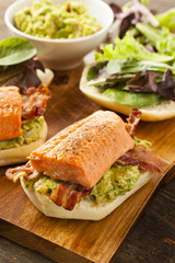 Grilled Salmon Sandwich with Bacon and Guacamole