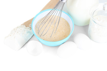 Ingredients for dough isolated on white