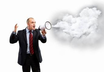 Businessman with megaphone