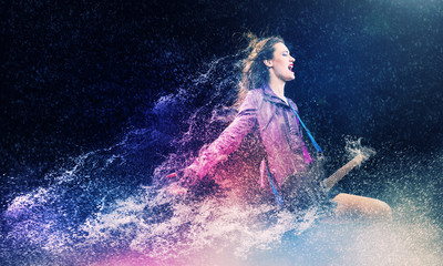 Rock passionate girl with black wings