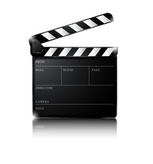 Clapper board isolated on white background