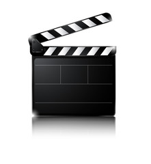 Clapper board isolated on white background