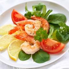 Prawns with fresh salad