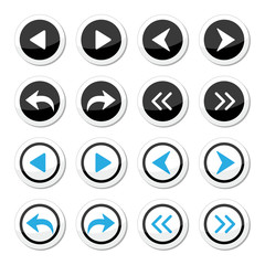 Next, previous arrows round icons set