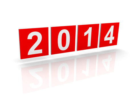 Red squares with new 2014 year number