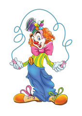 clown with skipping rope