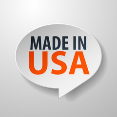 Made In USA 3d Speech Bubble on white background