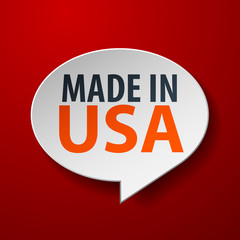 Made In USA 3d Speech Bubble on red background