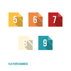 5 6 7 8 9 - Flat Design Paper Numbers Buttons