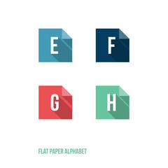 E F G H - Flat Design Paper Button Alphabet