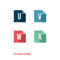 U V W X- Flat Design Paper Button Alphabet