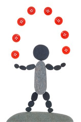 Jongleur wirbt für Änderungsschneiderei