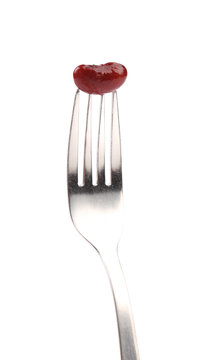 Single Canned Bean On Fork.
