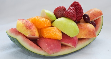 Variety of fresh fruit that ready to eat by fruits decoration