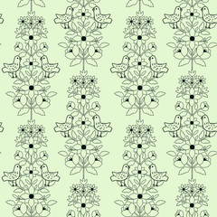 Seamless floral and birds pattern