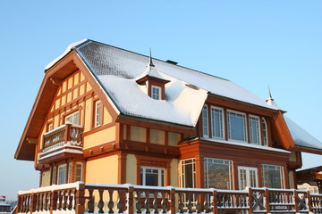 wooden home winter