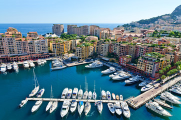 View on the harbor of monaco in the summer. Luxury yachts