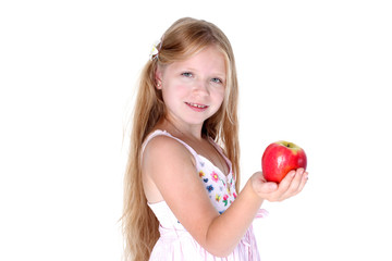 Fototapeta na wymiar adorable little girl with apple