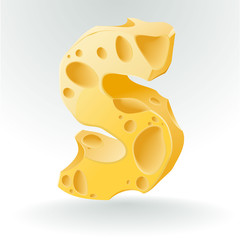 Cheese vector ABC. Letter S.