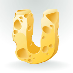 Cheese vector ABC. Letter U.