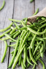 Green Beans on wood