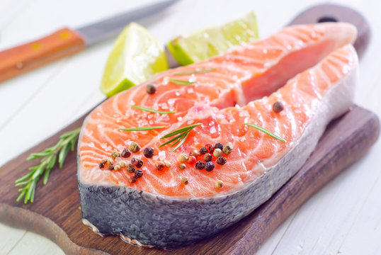 raw salmon steak