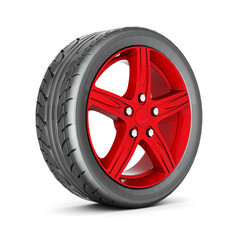 Obraz premium black and red sport wheels