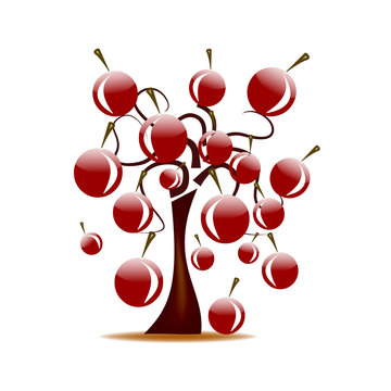 Abstract design - tree with cherries