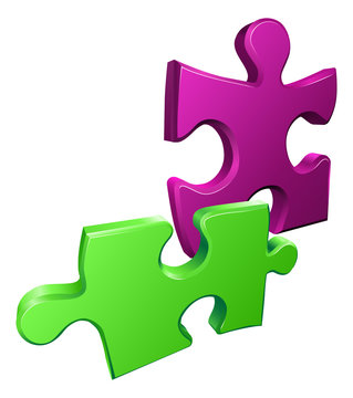Illustration of shiny jigsaw puzzle pieces icon
