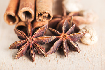 star anise and cinnamon close up