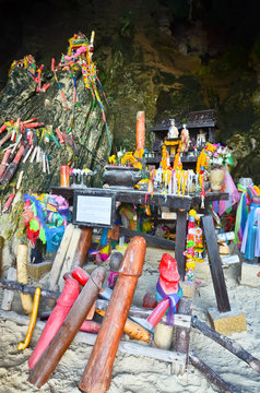Shrine with Phalluses in the Princess Cave at South Railay beach