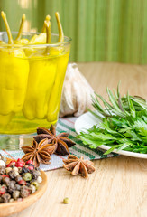 spices: pepperoncini, garlic, parsley, star anise and peppercorn
