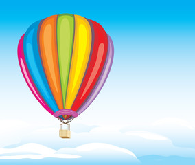 Air balloon on the cloudy background
