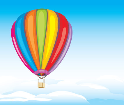 Air balloon on the cloudy background