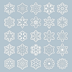Sammlung 25 Schneeflocken mit dekorativem Schatteneffekt