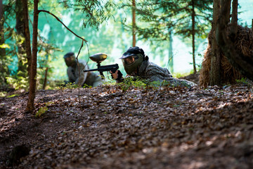 Paintball sniper ready for shooting