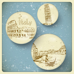 Italy  hand drawn landscape in vintage style