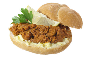 Sandwich with butter and fish salad