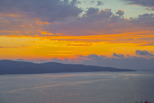 Greece ithaki island, panoramic view of the sea at ithaka during
