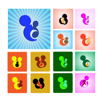 Collection of mother and child Colorful Symbols