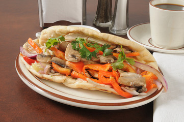 Mediterranean sandwich on flatbread