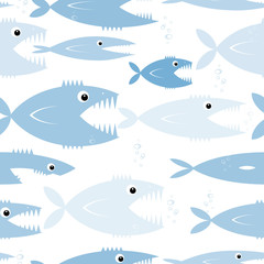 Predatory fishes, seamless pattern for your design