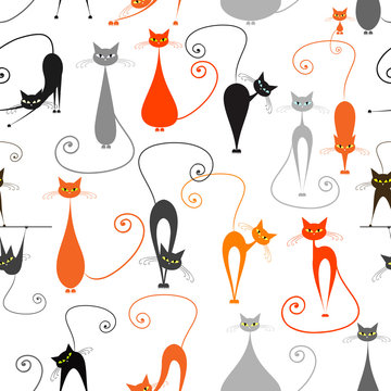 Cats, seamless pattern for your design