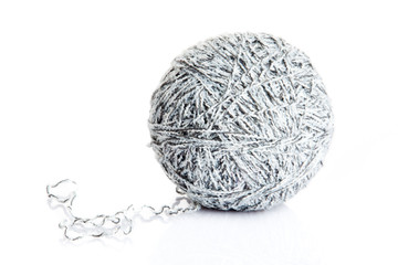 ball of yarn for knitting isolated on white background