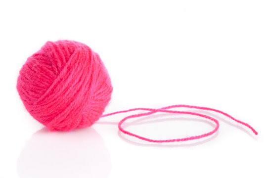 Pink Yarn Ball  on white background