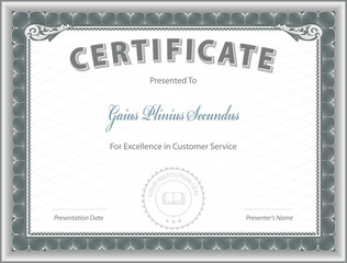 Certificate of Excellence Template