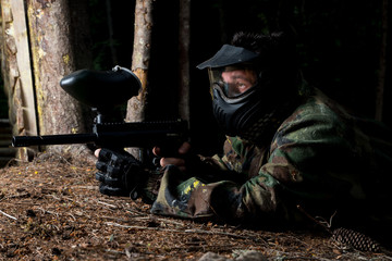 Paintball sniper ready for shooting