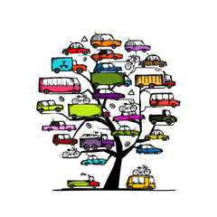 Tree with cars, transportation concept for your design