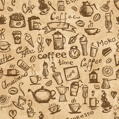 Coffee time, seamless background grunge for your design