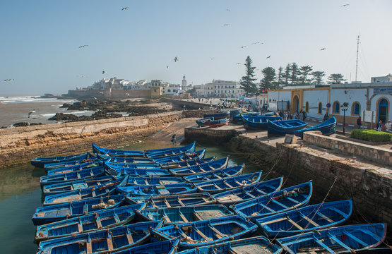 Fisherman boats in  Essaouira port, Morocco